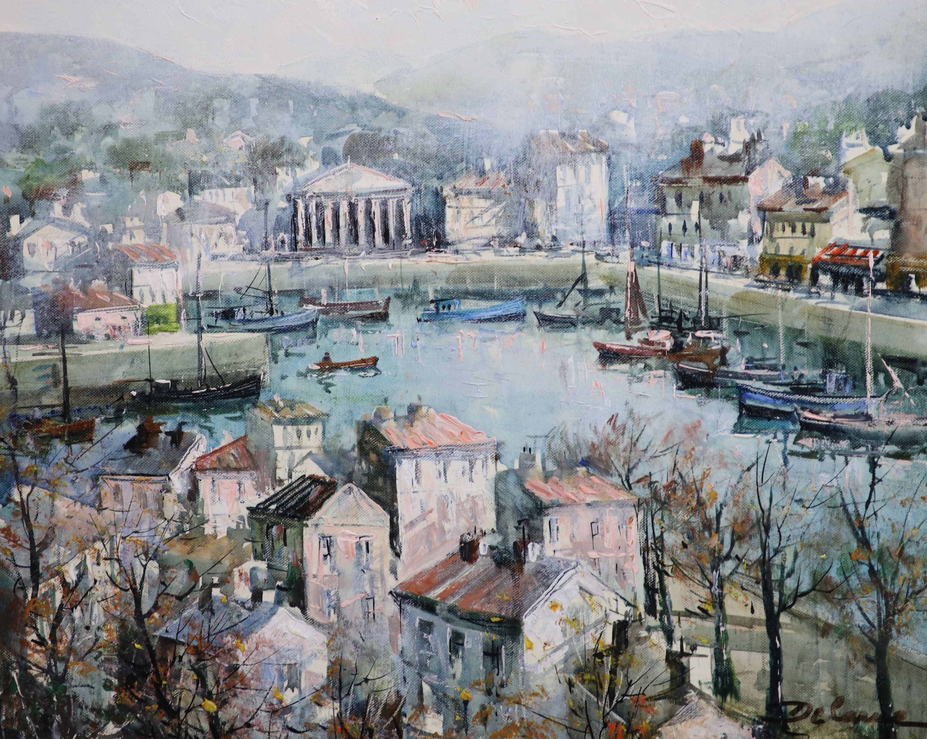 Lucien Delarue (French, 1925-2011), Port de Nice, Oil on canvas, 46 x 55cm.